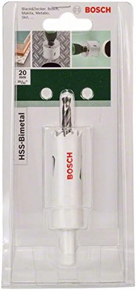 Bosch Accessories 2609255601 HSS Bi-Metal Holesaw with Diameter 20mm, White, Silver, 20 mm