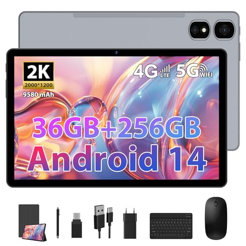 TIGERFU Tablet 11 Pollici, 2K Tablet con Tastiera e Mouse, 36GB RAM + 256GB ROM + TF 2TB, Doppia SIM...