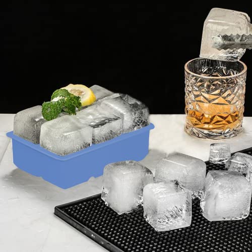 Image of 2 Pack Ice Cube Tray, 2 inch Sphere Ice Ball Mold with Lid & Large Square Maker