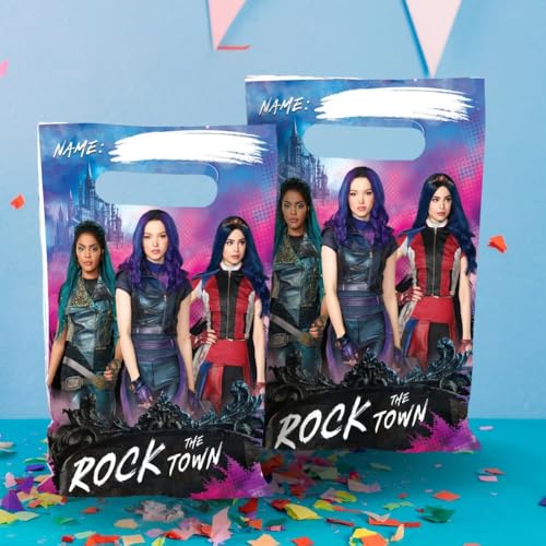 Image of Fun & Adorable Disney Descendants 3 Multicolor Folded Loot Bag - 9 inch x 6.5 inch (Pack of 8) - Great Party Bags For Kids Themed Parties & Events