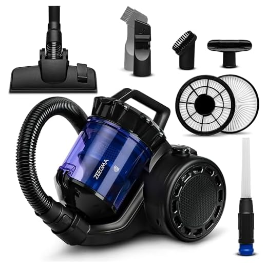 ZEEGMA Zonder Base aspirateur Cyclone sans Sac, 900W, 2,5 litres, Haute Puissance d'aspiration, 2 HEPA H13 et Filtre Lavable bac à poussière, Anti-Allergique