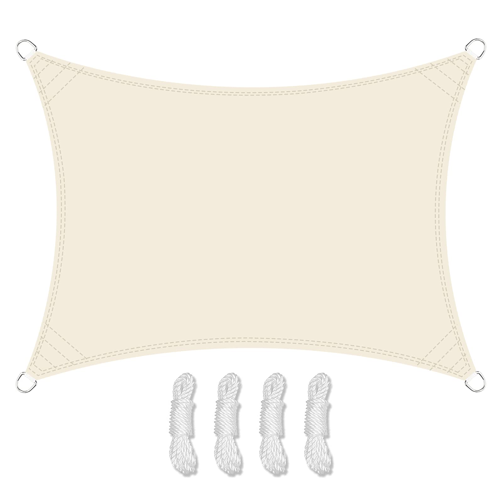 Sun Shade Sail Rectangle 2x3m Waterproof Shade Sail for Outdoor Garden Patio Party 98% UV Block Sunscreen Awning Canopy Sunsail with Free Rope, Cream