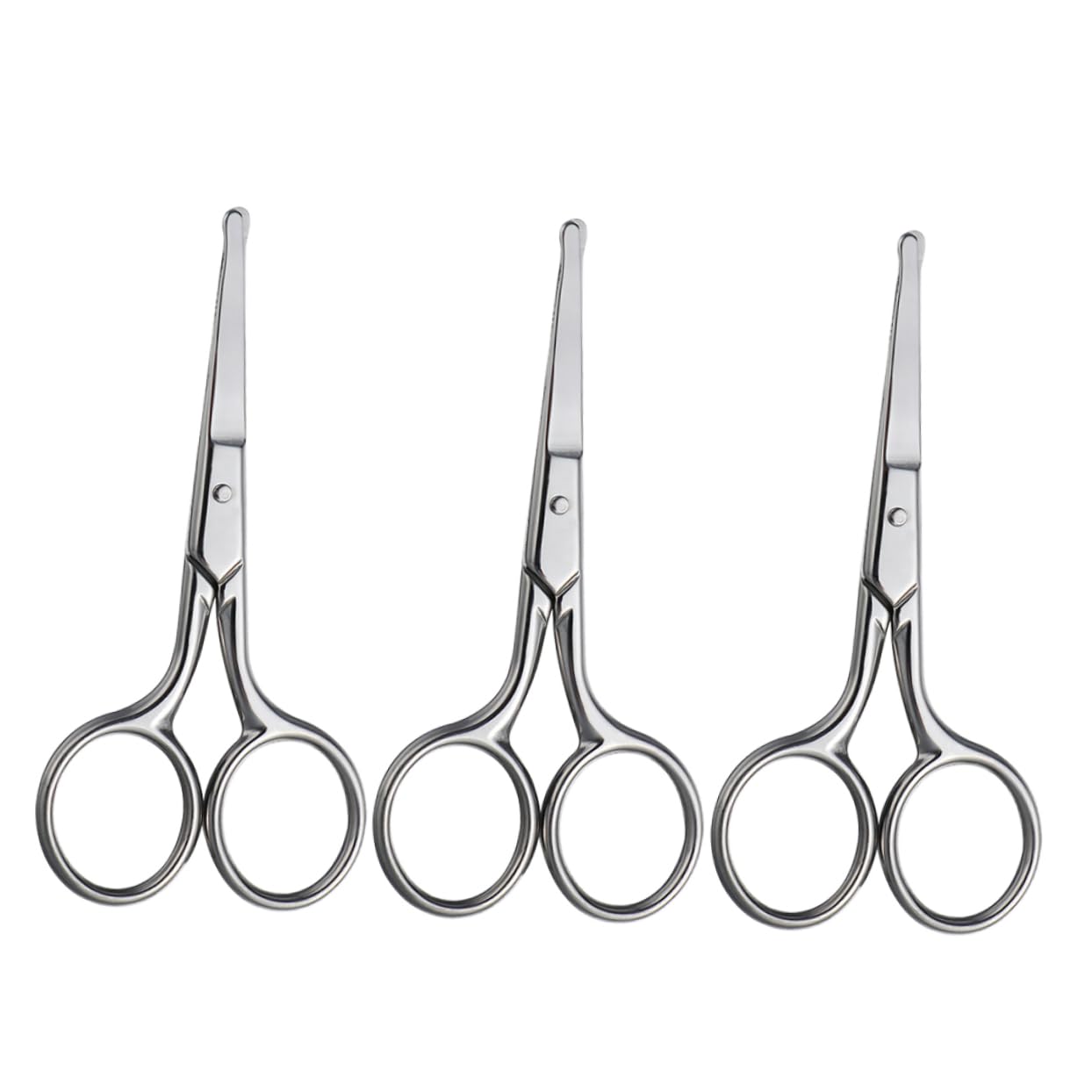Gogogmee 3 Pcs Vibrissa Scissors Round Nose Scissor Facial Scissors Nose Trimming Scissors Safety Hair Scissor Nose and Ear Scissor Mustache Scissor Safety Nose Hair Trimmer Silver