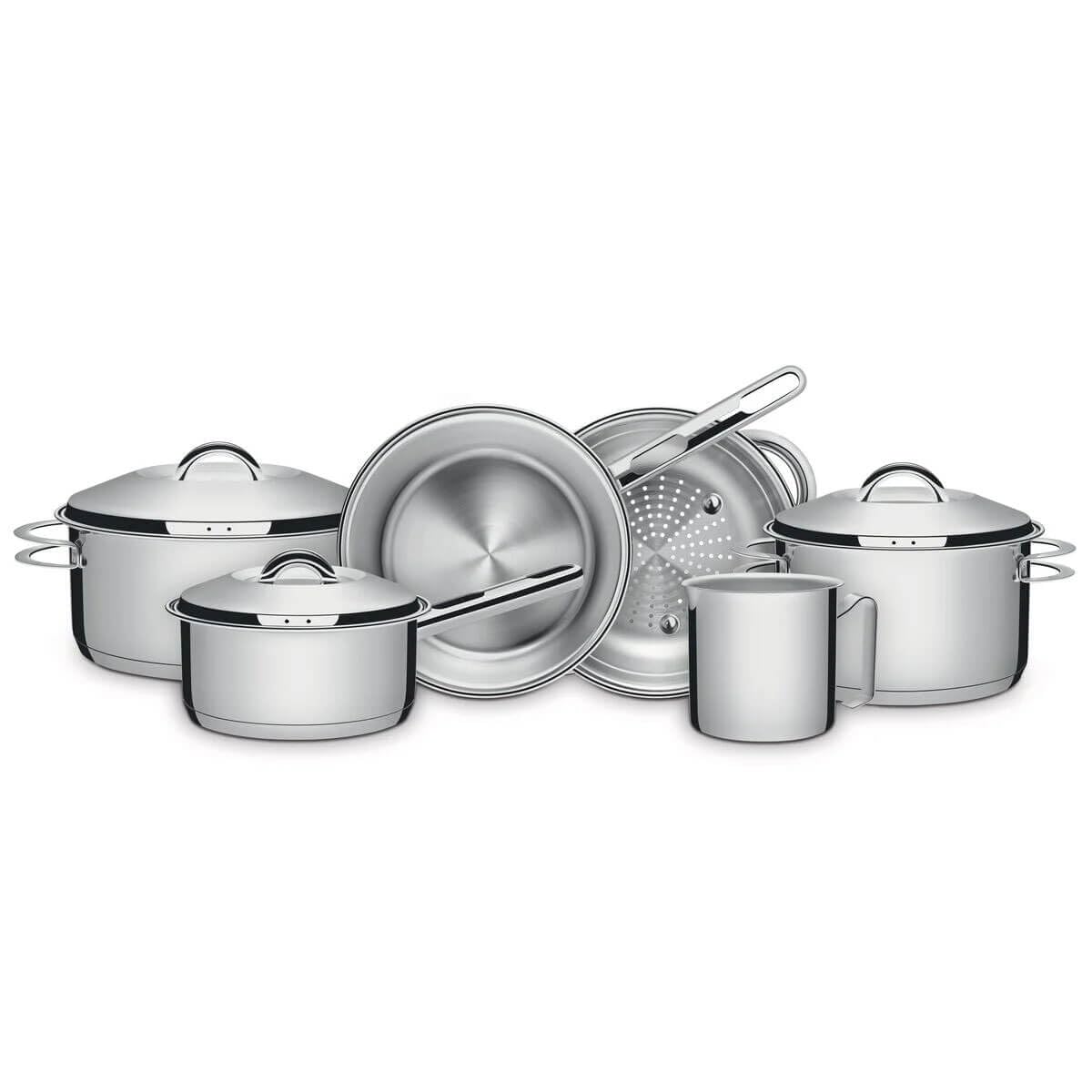 Tramontina 6 Pcs. Stainless Steel Cookware Set, for Induction, Electric, Gas and Ceramic Glass Hobs, ‎Cookware, Kitchen, 65510200