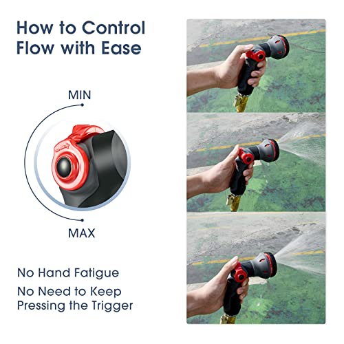 Hose Nozzle Sprayer Heavy Duty, Garden Hose Nozzle Sprayer Thumb Control To Switch For Easy Water Control, 8 Spray Patterns Water Hose Nozzle, Spray Nozzles For Garden Hose/Garden/Car Wash/Pet Shower #TOP3