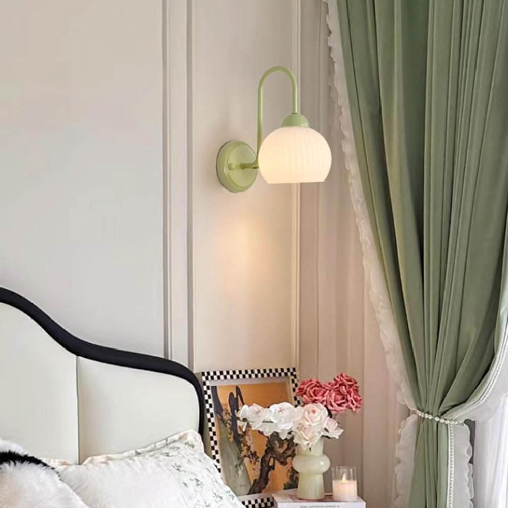 Aplique de pared de cristal de estilo nórdico, pantalla de lámpara de pared personalizada de una sola cabeza, lámpara de pared de techo con base E27, accesorios de iluminación de decoración