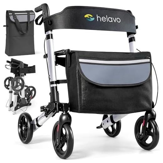 HELAVO faltbarer premium Rollator - Leichtgewicht aus Aluminium - maximale Mobilität in Wohnung und Outdoor