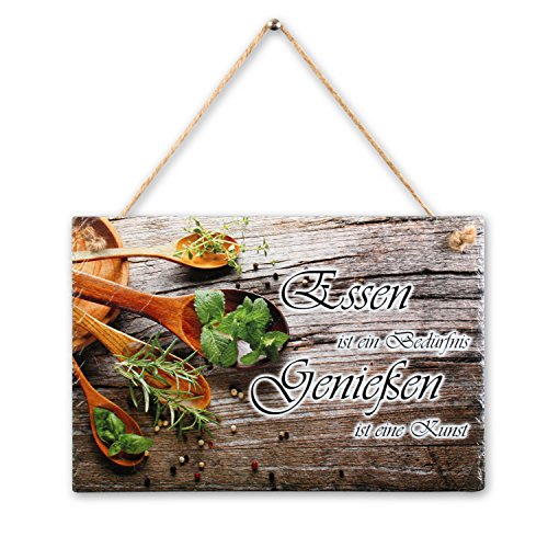 Kreative Feder Kochen Genießen - Wandbild - Schiefertafel mit Spruch...