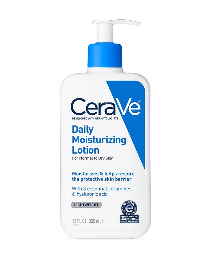 CeraVe Daily Moisturizing Lotion for Dry Skin | Body Lotion & Face Moisturizer with Hyaluronic Acid and Ceramides | Daily Moisturizer | Fragrance Free | Oil-Free | 12 Ounce CeraVe Daily Moisturizing Lotion for Dry Skin | Body Lotion & Face Moisturizer with Hyaluronic Acid and Ceramides | Daily Moisturizer | Fragrance Free | Oil-Free | 12 Ounce