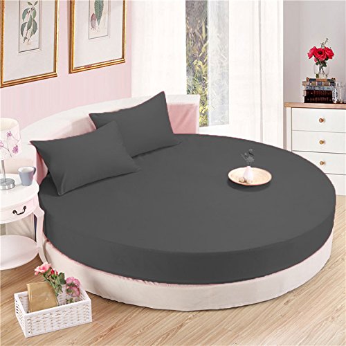 Drap-housse rond en coton égyptien 600 fils gris pour lit circulaire haut de gamme