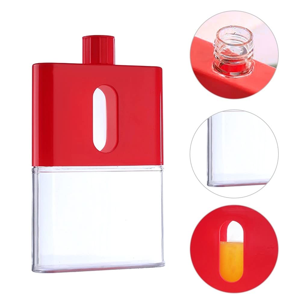 botella de agua para acampada, Botella de agua plana, portátil, a prueba fugas(Red)