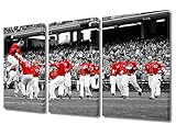 TUMOVO Reds Sports Wall Decor 3 Pieces Canvas Wall Art Black and White Pictures for Home Decoration Cincinnati Baseball Game Paintings Prints and Poster Artwork Framed Ready to Hang, 36' Wx24 H