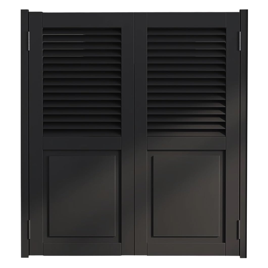 YVYKFZD Saloon Porte Battante en bois massif, Portes Saloon intérieures, Porte de Séparation avec charnières, Portes de Café à fermeture automatique à 180°, pour bar, porche, escaliers(Nero,W35"xH32")