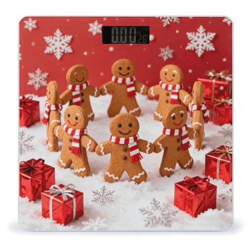Balanza digital de baño roja con diseño de hombre de jengibre miniatura 1