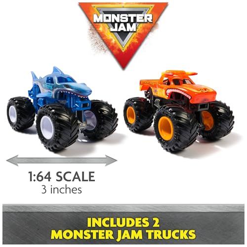Image of Monster Jam, Supercharge Speedway Playset, Megalodon and El Toro Loco Die-Cast Monster Trucks, Light Up World Finals Track Kids Toys for Boys Ages 3 and Up