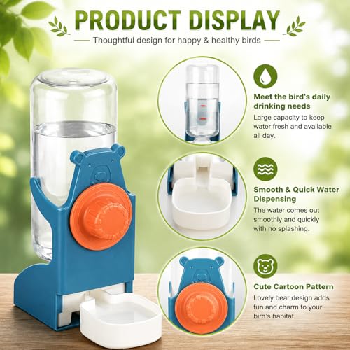 Rypet No Mess Bird Water Feeder Dispenser Set Automatic Bird Feeder Transparent Food Container Cage Acrylic Parrot Feeders Accessories for Small Birds Parrot Cockatoo Canary - Image 3