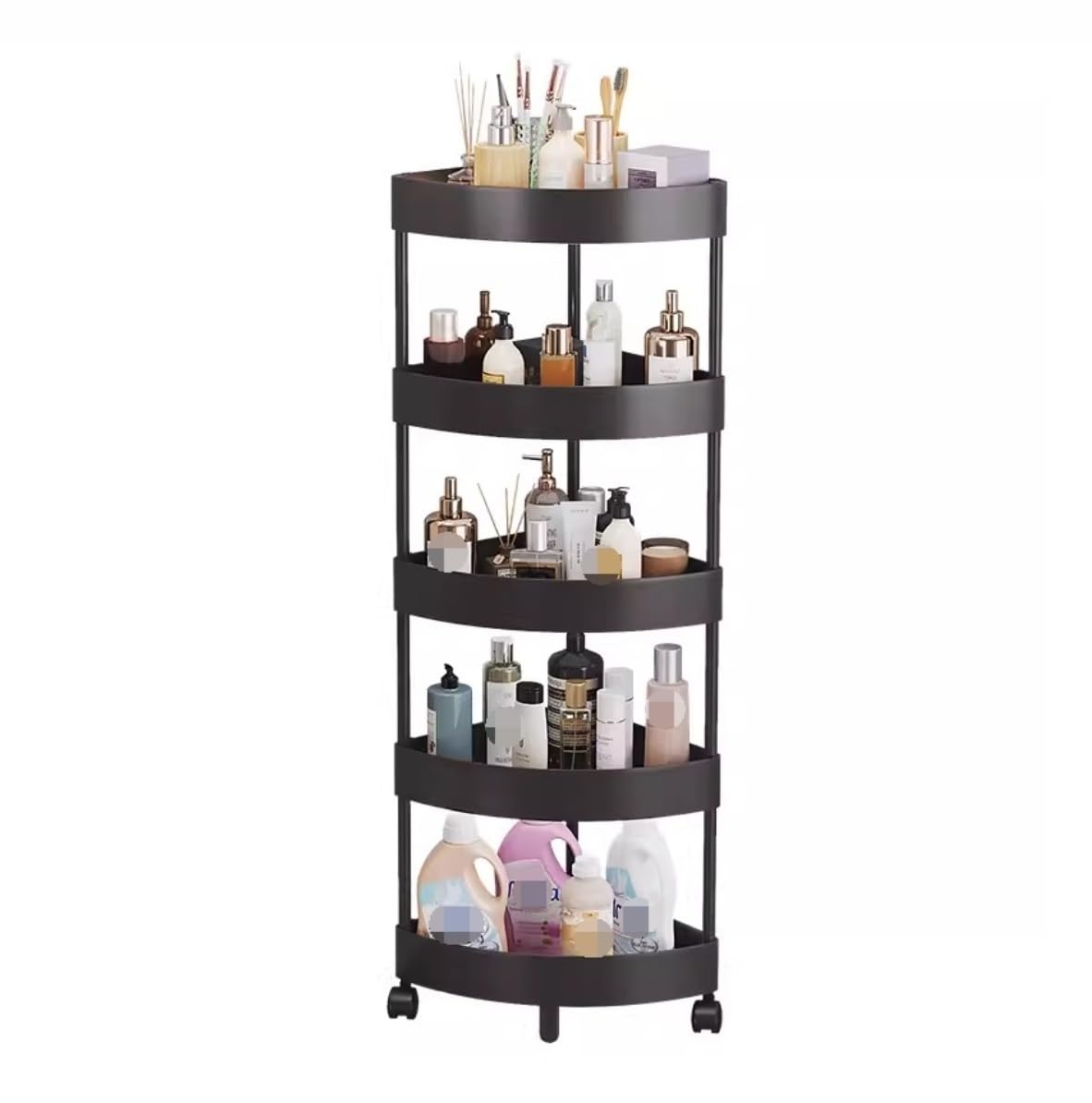 Espositore angolare Scaffale angolare Supporto angolare a 5 Ripiani Scaffale angolare con Ruote Scaffale angolare in plastica per Soggiorno Bagno Cucina Scaffali angolari Scaffale angolare (