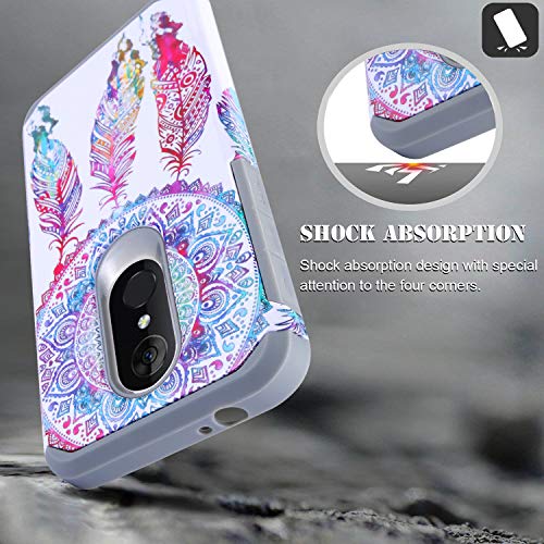 Starshop Compatible For Revvl 2 Phone Case, Included [Tempered Glass Screen Protector], Absorption Drop Protection Dual Layers Impact Advanced Rugged Protective Cover- Dream Catcher #TOP4