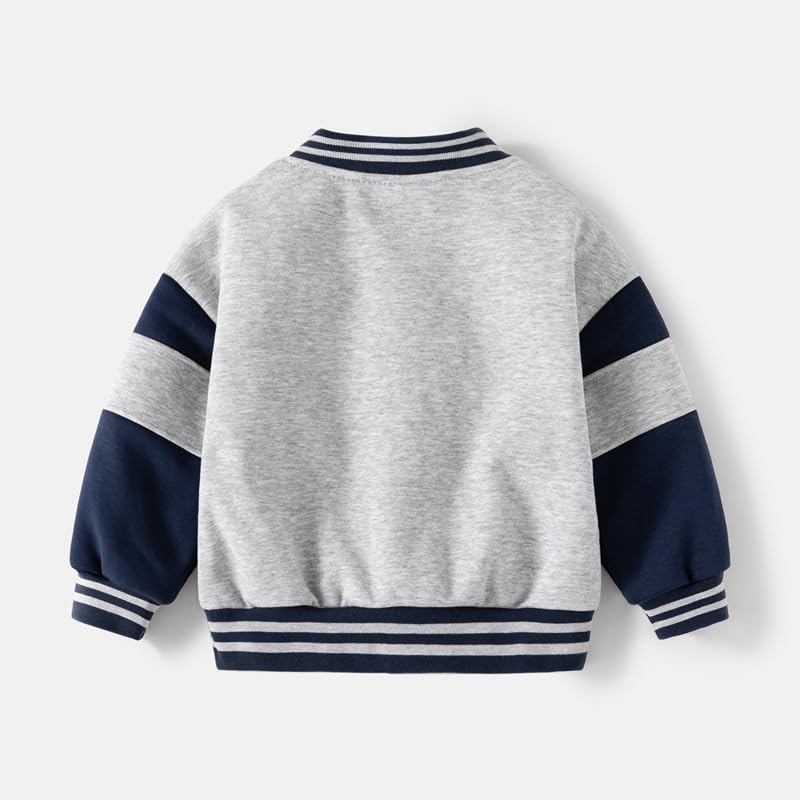 Meufam Toddler Kids Boys Casual V-Neck Block Color Button Baseball Bomber Coat Fashion Autumn Winter Sports Jacket2