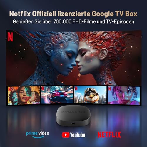 Kinhank Google TV Box, Smart TV Box 4K UHD HDR10+, Dolby Audio, Streaming Media Player Unterstützung Google/Netflix Zertifiziert, 2GB+16GB, Google Assistant, Screen Mirror, 2.4G+5G WiFi, BT5.0 – Bild 3