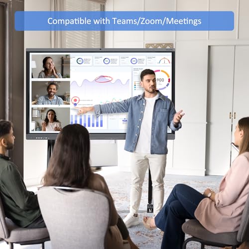 Image of Shiarffe X5 Smart Board 75 Inch 4K Interactive Whiteboard | 8GB RAM + 128GB Storage, All-in-One Touchscreen Monitor, Built-in 48MP Camera, Mics and Speaker, Board Only