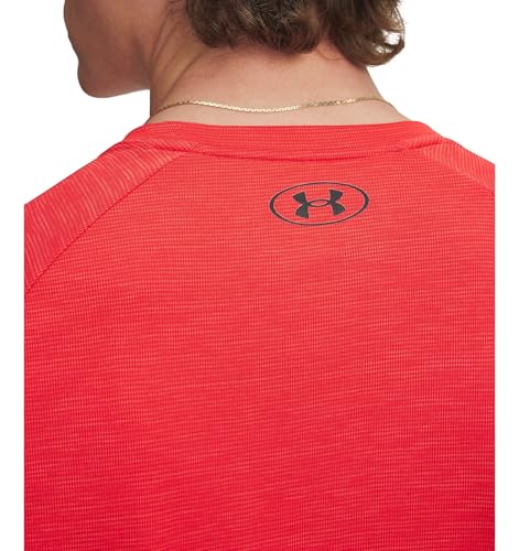 Haut à manches courtes UA Tech texturé rouge et noir 600 matière légère anti-transpiration - 6