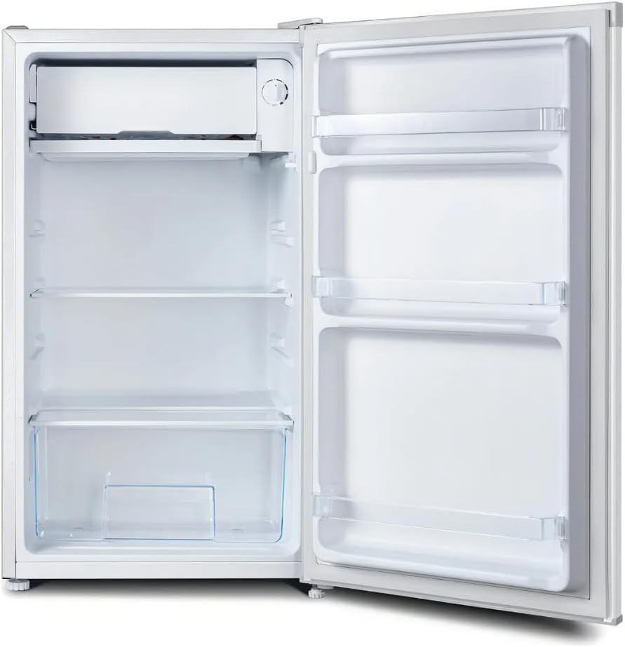 Interior view of the empty CHiQ 92L Mini-Fridge, showing shelves and door compartments