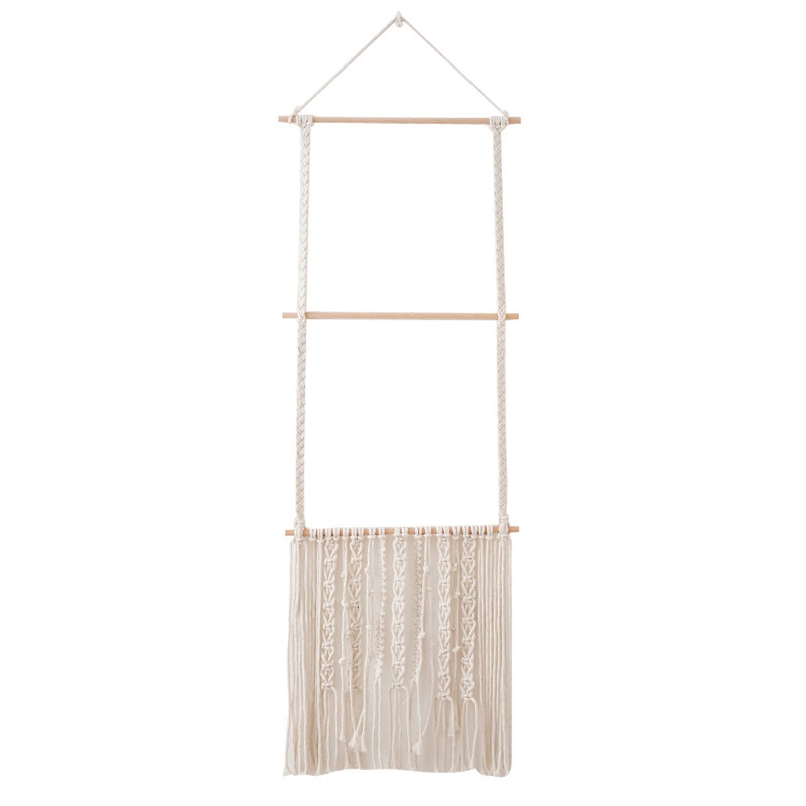 Elnwnnkc Multicolor Handwoven Tapestry Storage Holder Wood Cotton Rope Organizer Supplies For Bowknot Hairpins Headband Collection Wall Hanging Tapestry