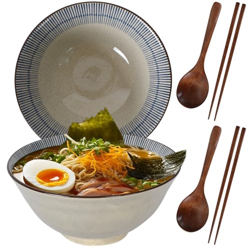 DecorDwell 2 x 1200ml Ramen Schüssel Set aus Keramik mit...