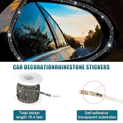 Image of Ohleats Bling Car Trim Self Adhesive, 16.4 Ft Auto Interior Exterior Crystal Rhinestone Decoration Strip Decal, Glitter Trim Strips Line Molding for Dashboard, Car Accessories (Black)