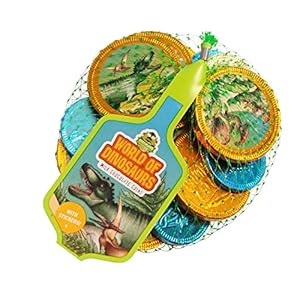 Netto van dinosaurus chocolade munten met stickers (3 meegeleverd)