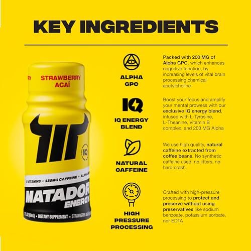 Image of MATADOR Energy Shots - Sampler 8 Pack - Sugar Free Nootropic Natural Caffeine Energy Shot Bottles, B Vitamin Complex (Vitamin B3 & B12), 200 MG of Alpha GPC Enhancing Cognitive Function