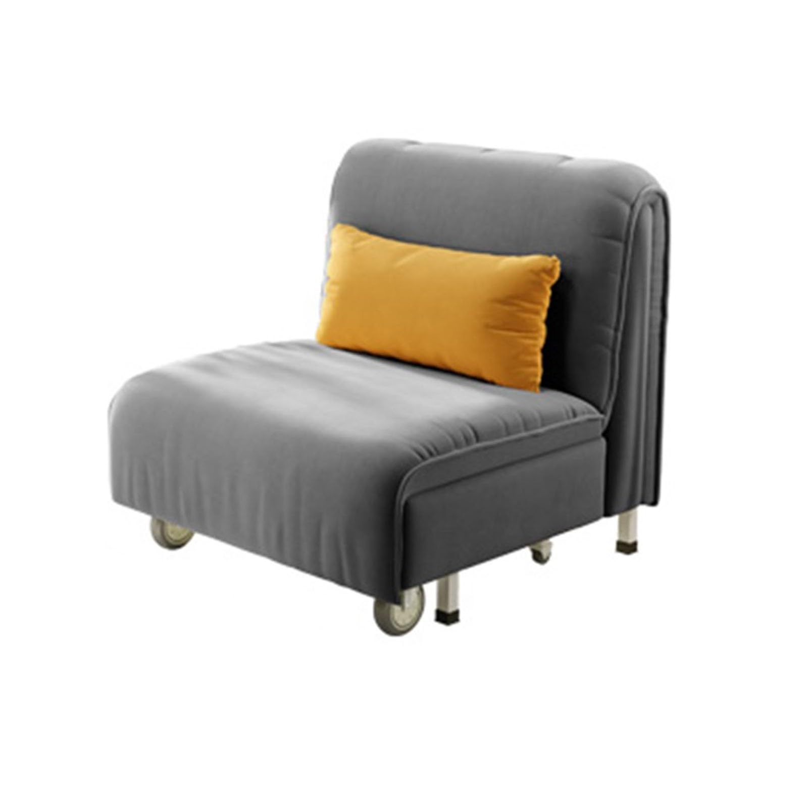 Sofa składana Składana sofa, rozkładana, tapicerowana pojedyncza z kołem, łóżko dla gości do salonu Home Office(Grijs,80cm)