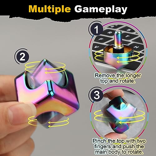 Image of Dilabnba Infinity Cube Fidget Spinner Toy for Kid Adult, Metal EDC Fidget Block Figner Spinner 4 in 1 Focus Spinning Toy, Cool Sensory Desk Gadget Stress Relief Gift for Boy Girl Teen Men (Rainbow)