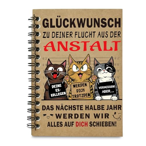 Cunegra Abschiedsgeschenk Kollegen, A5 Notizbuch Schön Karton-Abschied Kollegin Geschenk mit Lustigen Katzen-Design, Schreibbuch für Büro & Persönliche Notizen Kreatives Abschiedsgeschenk