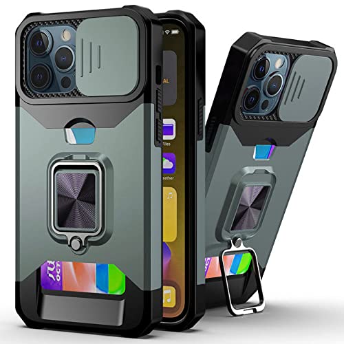 Coque iPhone X antichoc avec slide camera cover et portefeuille intégré vert