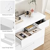FOREHILL Bedroom Chest of Drawers White Chest of Drawers with 5 Drawers 1 Door Large Storage Cabinet Dresser Wide Sideboard for Living Room Hallway 100x40x80cm - Image 4
