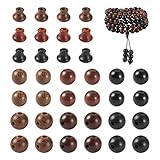 Craftdady 318pcs Buddha Wood Beads 8mm Undyed Round Pagoda Spacer Beads 3-Hole Loose Craft Beads Meditation Beads for Women DIY Bracelet Necklace Jewelry Making