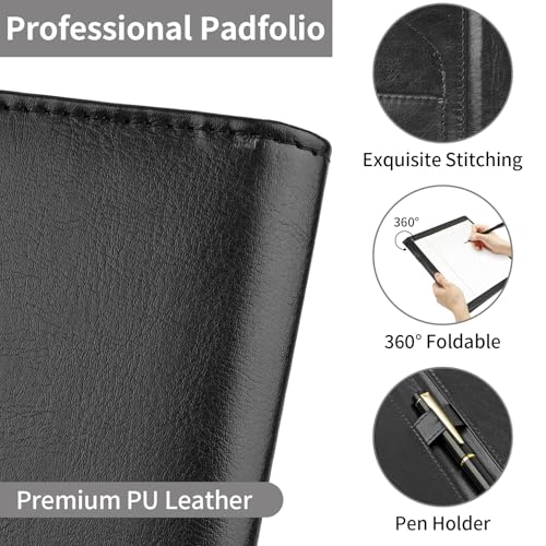 Image of Professional Padfolio Portfolio Binder, Faux Leather, Black