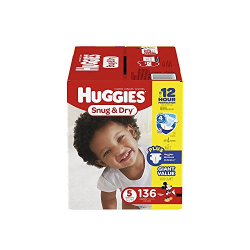 Image of HUGGIES Snug & Dry Diapers, Size 5, 136 Count (Packaging May Vary)