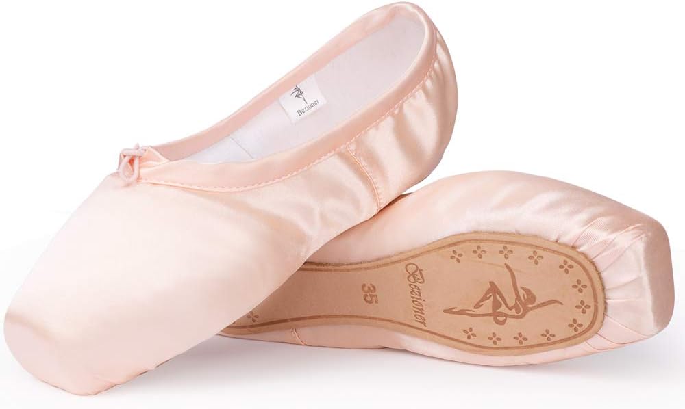 Smartodoors Women Girls Ballet Satin Pointe Shoes With Silica-gel Toe Pads(Pink Pointe Shoes, EU35 (Inside Length 225mm ; US4))