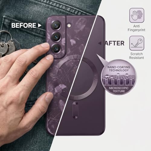 Image of amazon basics Premium Mag-Safe Case for Samsung Galaxy S22 Plus | Shockproof & Anti-Scratch Cover | Soft Silicone with Wireless Charging | Camera Lens Guard - Purple