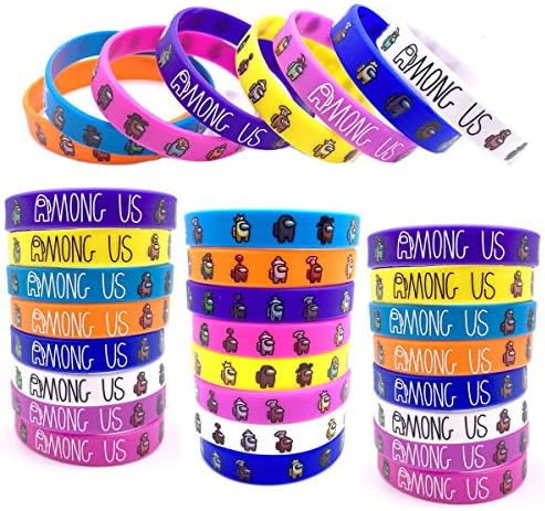 JACHAM 24 Pack Among In Us Bracelet Stuff Animals Bracelets Toys for Games Fun Among In Us Themed Party Favors for Adults and Kid (wristband for kids)