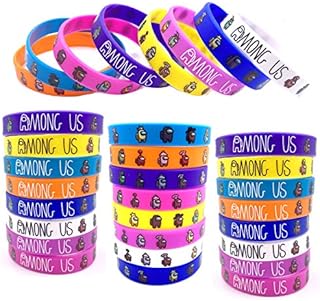 JACHAM 24 Pack Among In Us Bracelet Stuff Animals Bracelets Toys for Games Fun Among In Us Themed Party Favors for Adults and Kid (wristband for kids)