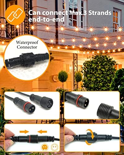 Outdoor String Lights Mains Powered, 41Ft/12.5M G40 Garden Festoon Lights, 25+2 Shatterproof LED Bulbs, Waterproof Hanging Outside Lights for Garden Patio Pergola Bar Yard Wedding Party (Warm White)