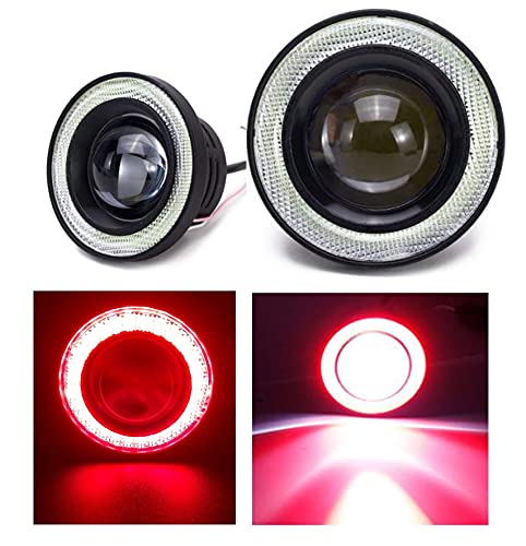 Amazon | Kstyle 赤 3.0 LED フォグランプ 汎用 イカリング 付き
