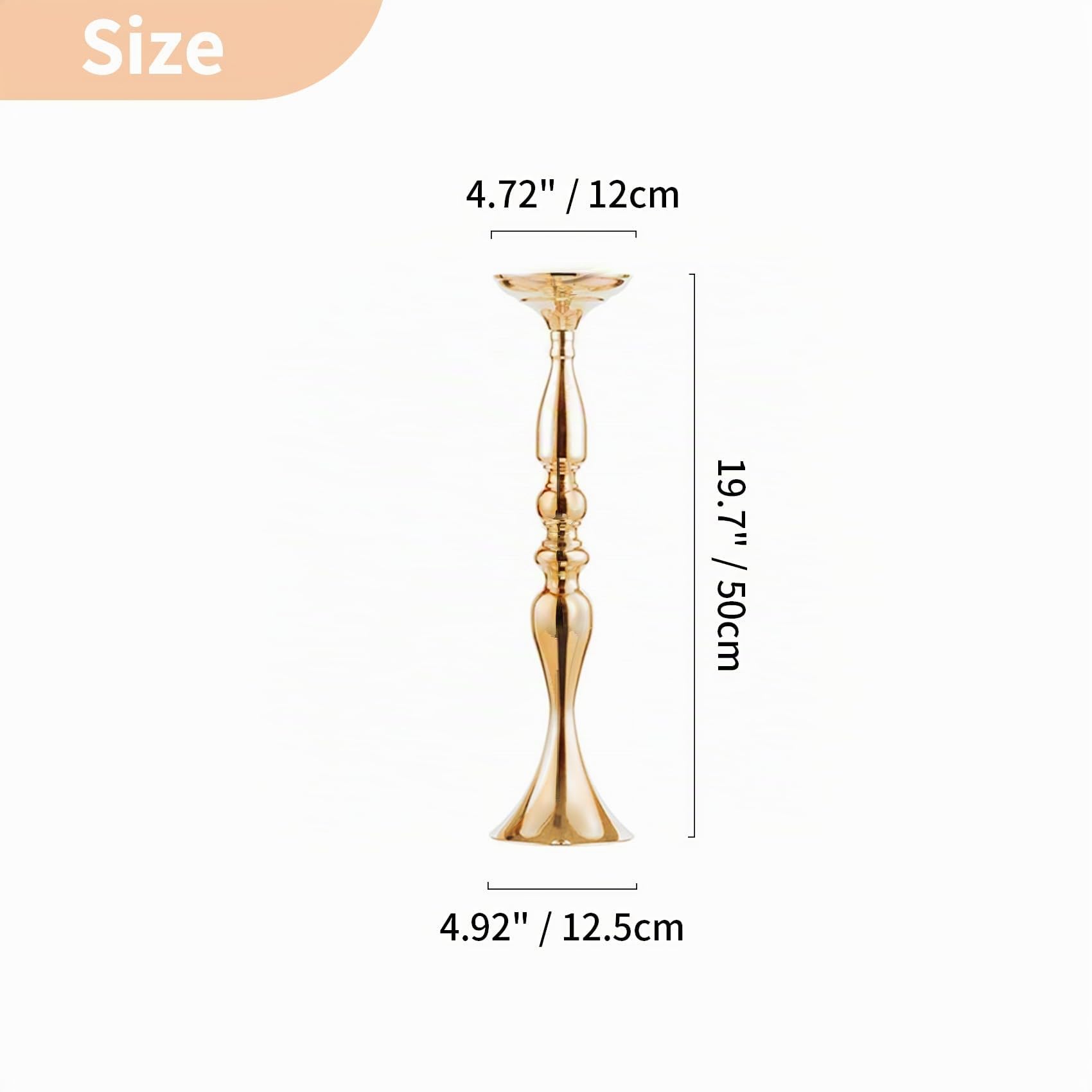 2 Piezas Jarrones de Metal para Decorar Centros de Boda, Pilares, Candelabros, Juego de Soporte para la Cena de Bodas, Centro de Eventos, Decoración del Hogar (Oro, 50cm) | Arreglo floral de metal, juego de portavelas para bodas, fiestas, cenas, centros d