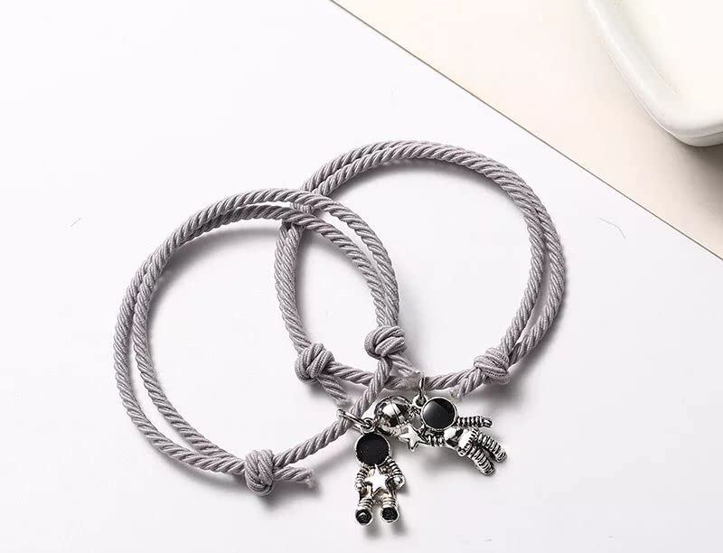 Image of VIEN Unisex-Adult Attraction Star Magnetic Bracelets For Couples Jewelry Gifts Set For Couple Mutual Relationship Matching Friendship Grey Braided Rope