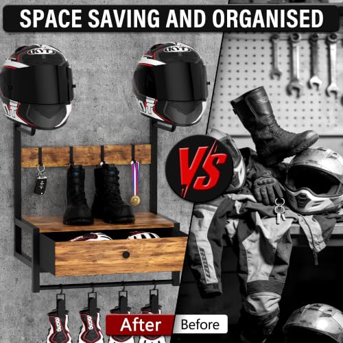 Image of Wall-Mounted Helmet Rack, Motorcycle Helmet Holder