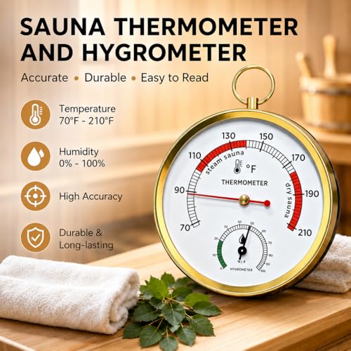 Sauna Thermometer and Hygrometer, Precision Temperature & Humidity Gauge for Portable Steam Sauna Box, Home Infrared Indoor Use Essential Accessory for Enthusiasts — view 3